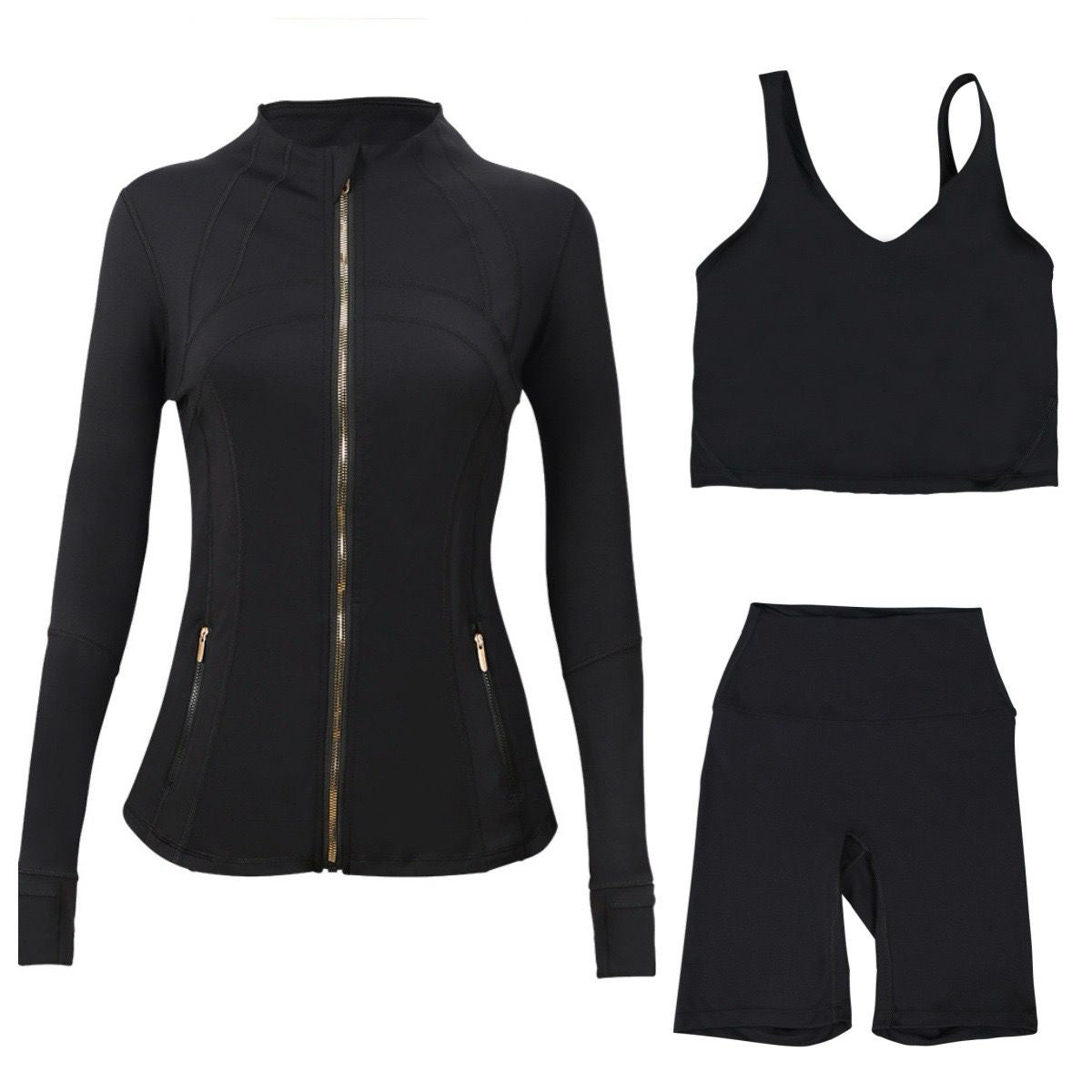 Lulu Black/Gold Short 3 Piece Set
