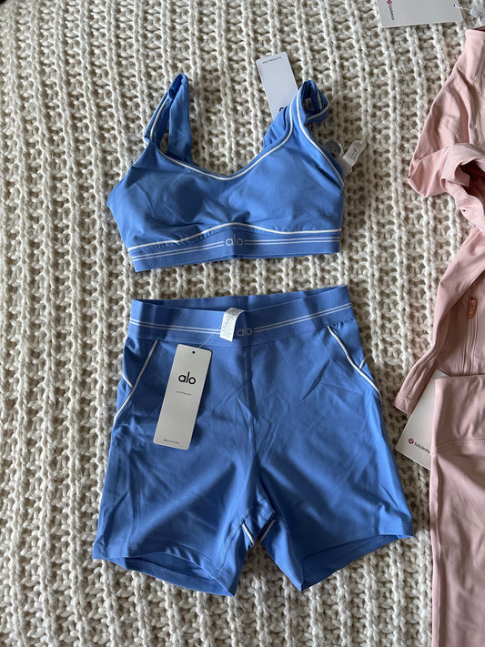 Blue Yoga Shorts Set